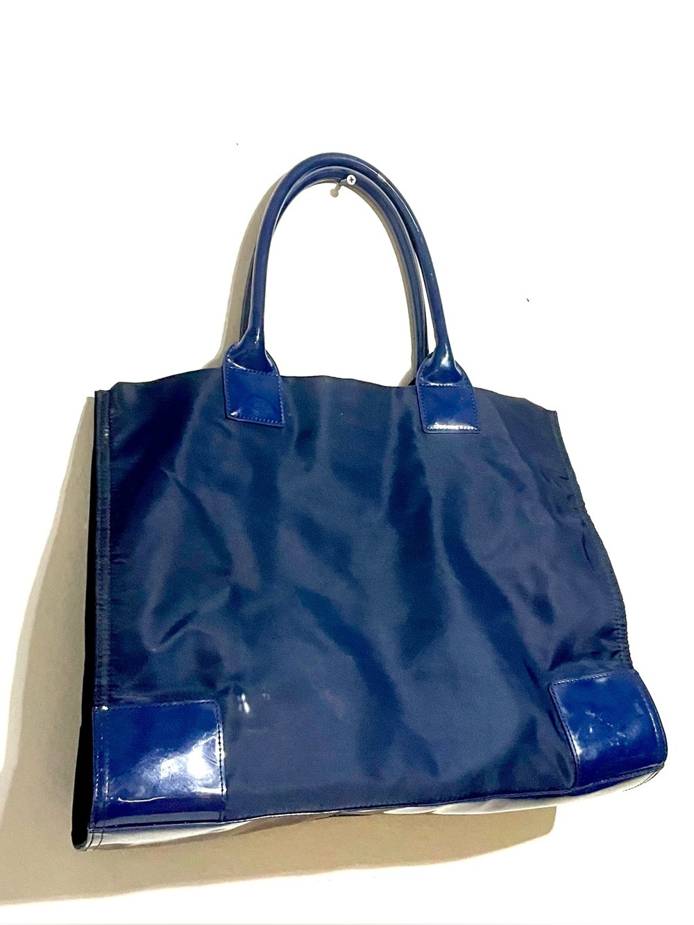TORY BURCH Ella Classic Navy Blue Nylon Small Shoulder Tote Bag - Picture 6 of 9